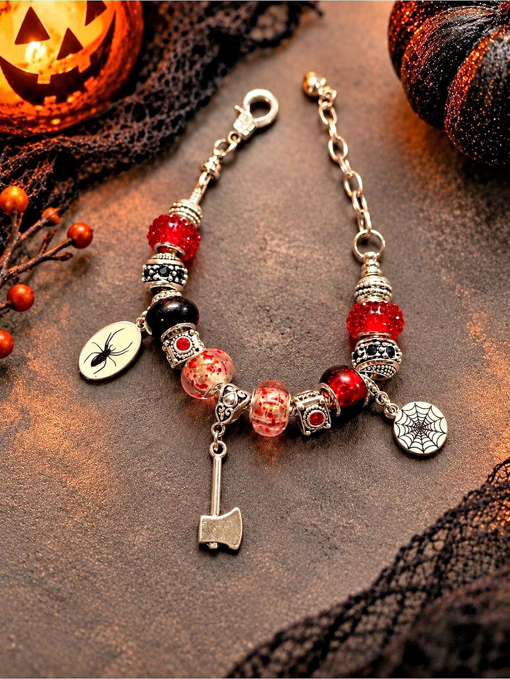 Handmade spooky Halloween charm bracelet